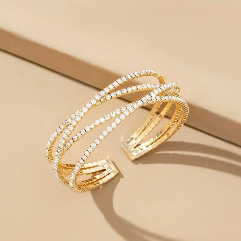 Radiant Elegance Rhinestone Cuff Bangle - Picture 1 of 4